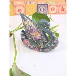 Vintage Cloisonné Enamel Swan Figurine, Chinese Cloisonne Bird Statue | 1950s